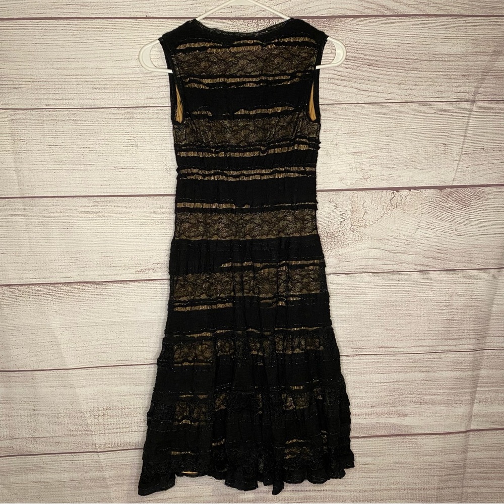 MAX STUDIO WOMENS BLACK LACE DRESS WITH ORANGE SLIP - Picture 2 of 5